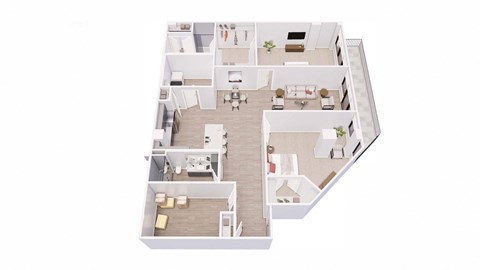 Floor plan for 2 beds, 2 baths, 1998 sqft